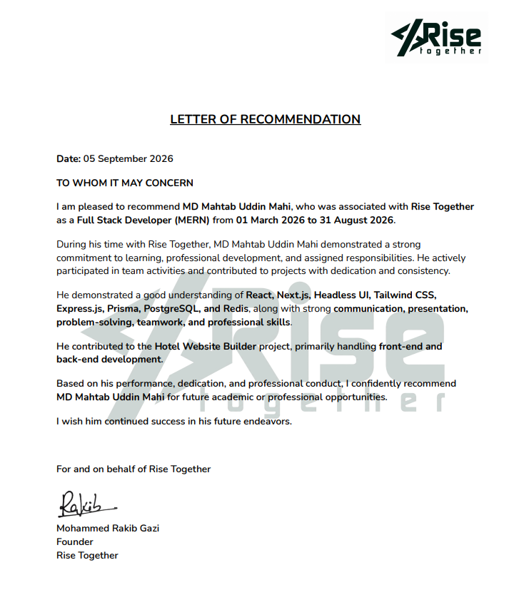 Letter of Recommendation from Rise Together